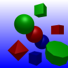 The final version of ray traced spheres, cubes and polygons