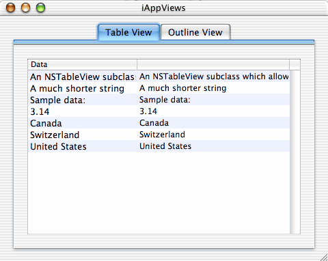 iAppViews Demo: iAppTableView